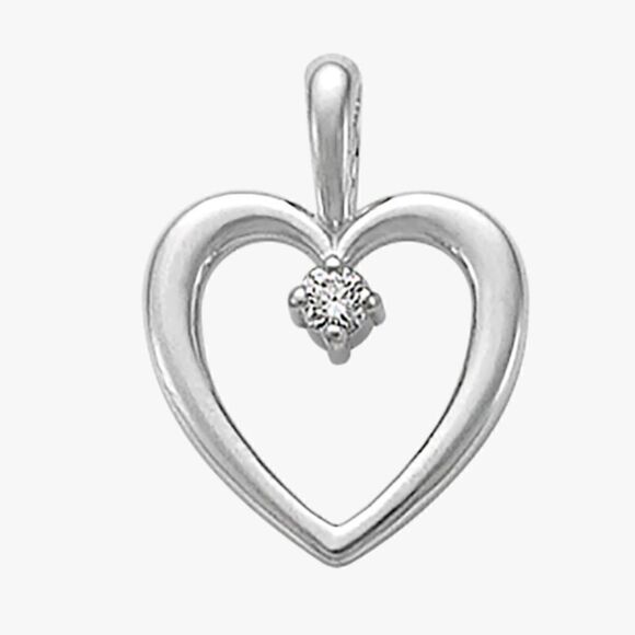 James Avery Sterling Silver Heart with Diamond Pendant in JA Box Cloth Pendant - Picture 2 of 16